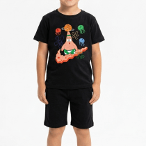 Young Boy Model Wearing Patrick Star Basketball Graphic T-Shirt and Shorts Set