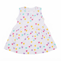 White heart-print sleeveless frock for girls with bow detail - Co Kids Wear
