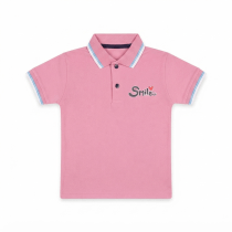 Pink kids polo t-shirt with smile heart graphic